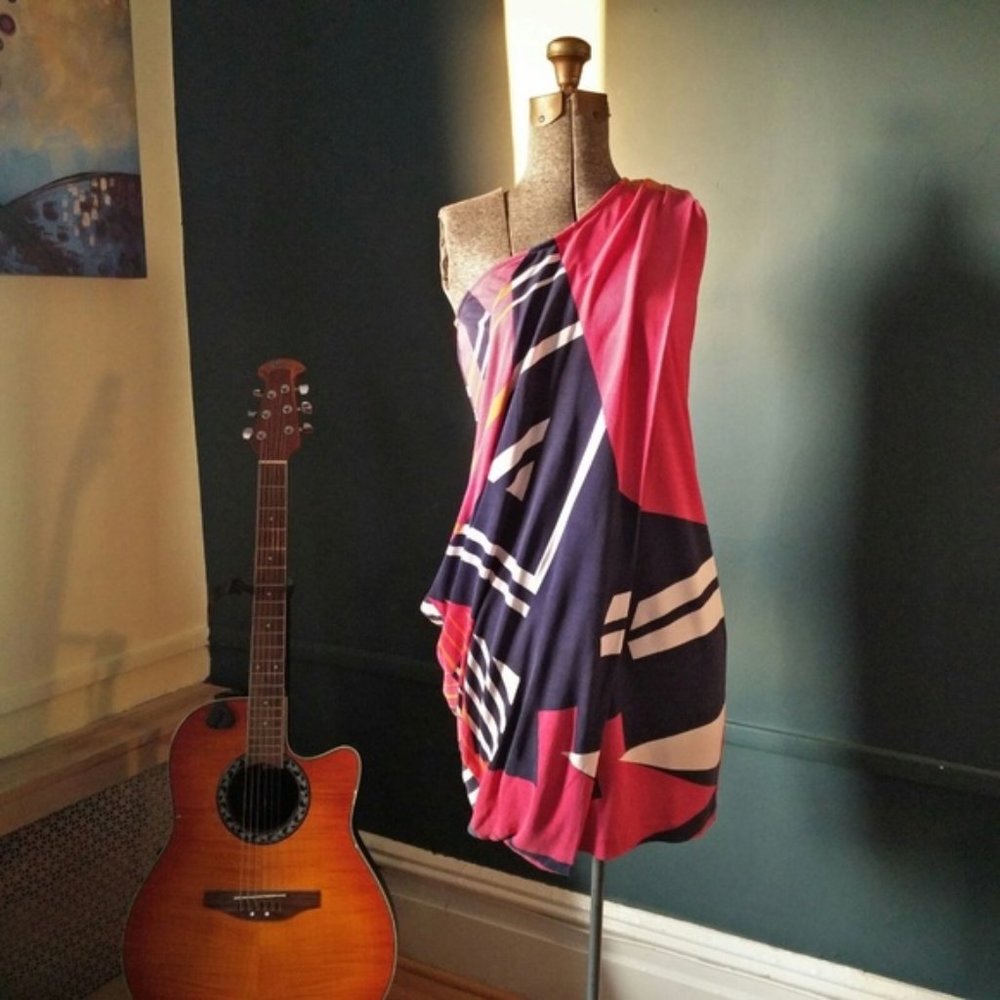 VF DIANE VON FURSTENBERG  mini dress asymmetrical draped sz.2